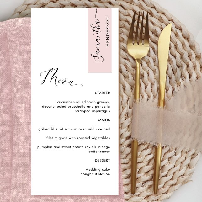 Dusty Rose Personalized with Guest Name Elegant Menu (Creator Uploaded)