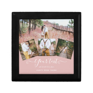Dusty Rose PHOTO COLLAGE Custom WEDDING GIFT Gift Box