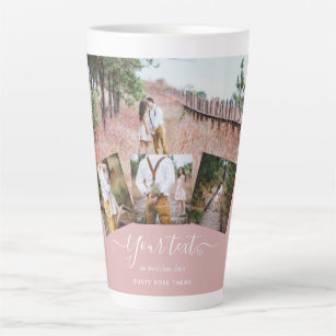 Dusty Rose PHOTO COLLAGE Custom WEDDING GIFT Latte Mug