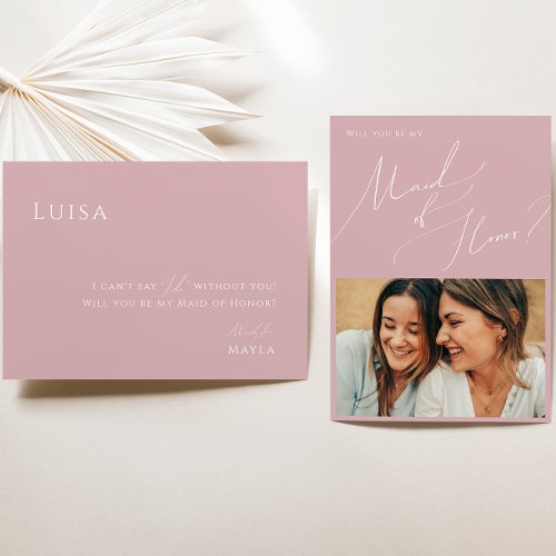 Dusty Rose  Photo Maid of Honor Proposal Card