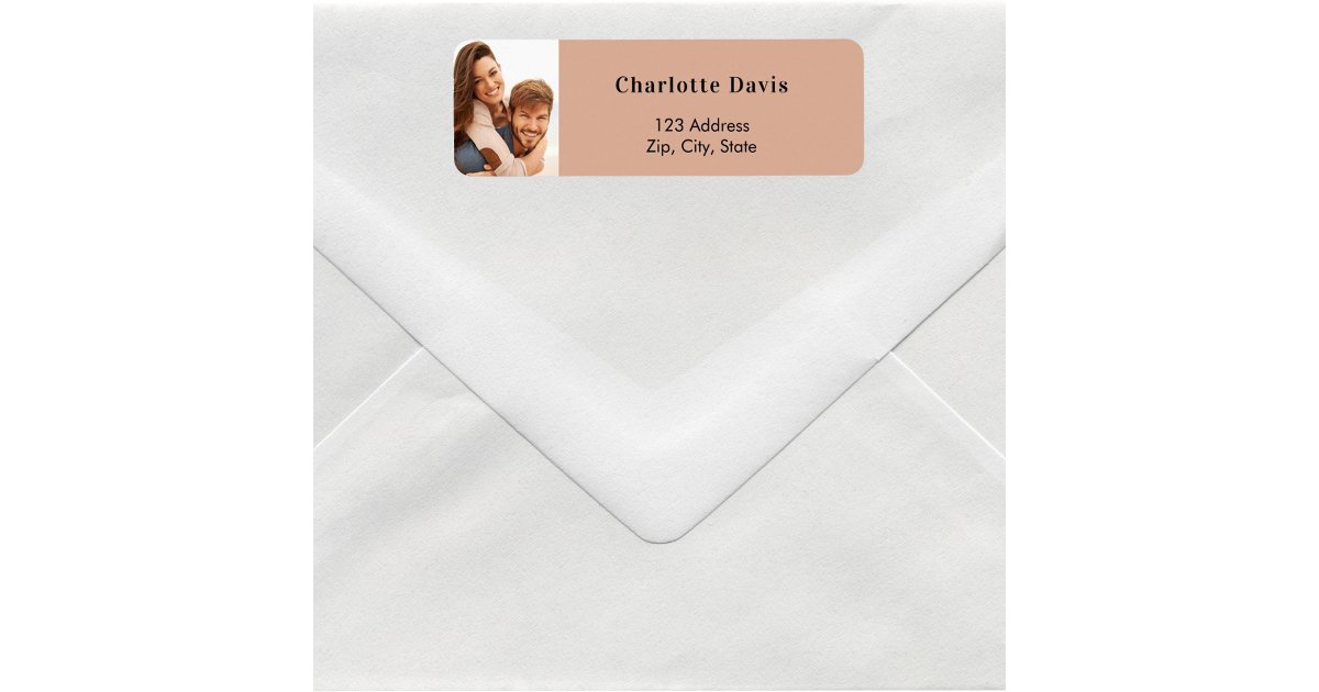 Dusty rose photo wedding return address label | Zazzle