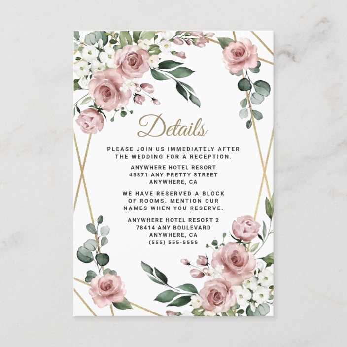 Mr and Mrs Flower Bouquet Blank Inside Wedding Card Pink Gold Free US Shipping Unique One of a Kind