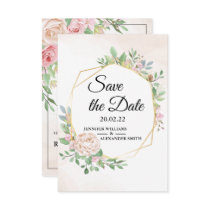 Dusty Rose Pink and Gold Floral Greenery Wedding  Save The Date