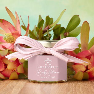 Dusty Rose Pink Baby Shower Personalized Honey Jar Favors