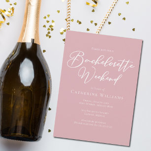 Dusty Rose Pink Bachelorette Weekend Invitation