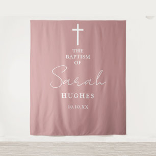 Dusty Rose Pink Baptism Christening Photo Backdrop