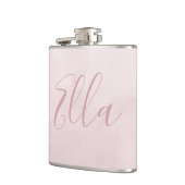 Dusty Rose Pink Blush Womans Girls Name Flask (Left)
