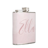 Dusty Rose Pink Blush Womans Girls Name Flask (Right)