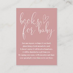 Dusty Rose Pink Books For Baby Baby Shower Enclosure Card
