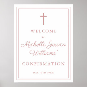 Dusty Rose Pink Border Confirmation Welcome Sign