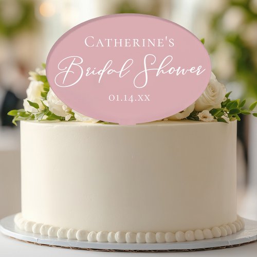 Dusty Rose Pink Bridal Shower Personalized Cake Topper