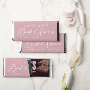Dusty Rose Pink Bridal Shower Personalized Hershey Bar Favors