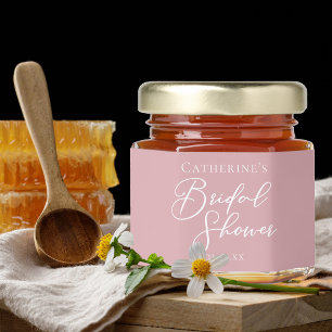 Dusty Rose Pink Bridal Shower Personalized Honey Jar Favors