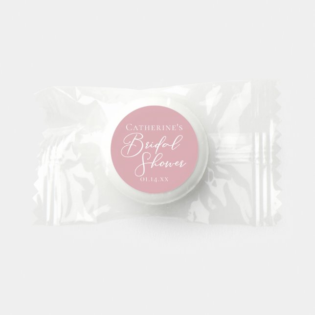 Dusty Rose Pink Bridal Shower Personalized Life Saver® Mints (Front)