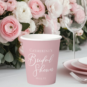 Dusty Rose Pink Bridal Shower Personalized Paper Cups