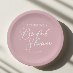 Dusty Rose Pink Bridal Shower Personalized Paper Plates