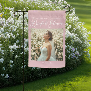 Dusty Rose Pink Bridal Shower Personalized Photo Garden Flag