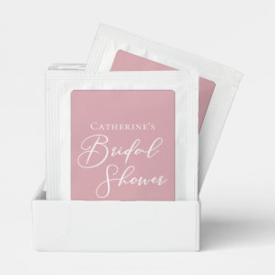Dusty Rose Pink Bridal Shower Personalized Tea Bag Drink Mix