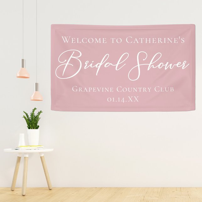 Dusty Rose Pink Bridal Shower Personalized Welcome Banner (Creator Uploaded)
