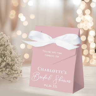 Dusty Rose Pink Bridal Shower White Personalized Favor Boxes