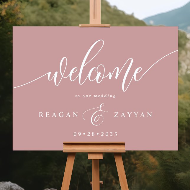 Dusty Rose Pink Calligraphy Wedding Welcome Foam Board (Creator Uploaded)