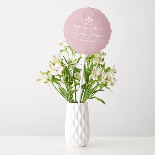 Dusty Rose Pink Chic Personalized Baby Shower Balloon (Vase)