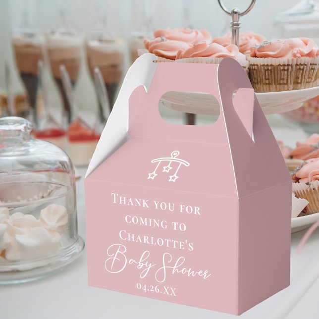 Dusty Rose Pink Chic Personalized Baby Shower Favor Boxes (Creator Uploaded)