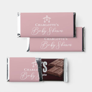 Dusty Rose Pink Chic Personalized Baby Shower Hershey Bar Favors