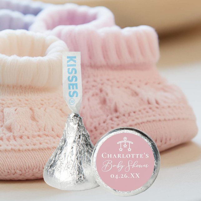 Dusty Rose Pink Chic Personalized Baby Shower Hershey®'s Kisses® (Creator Uploaded)