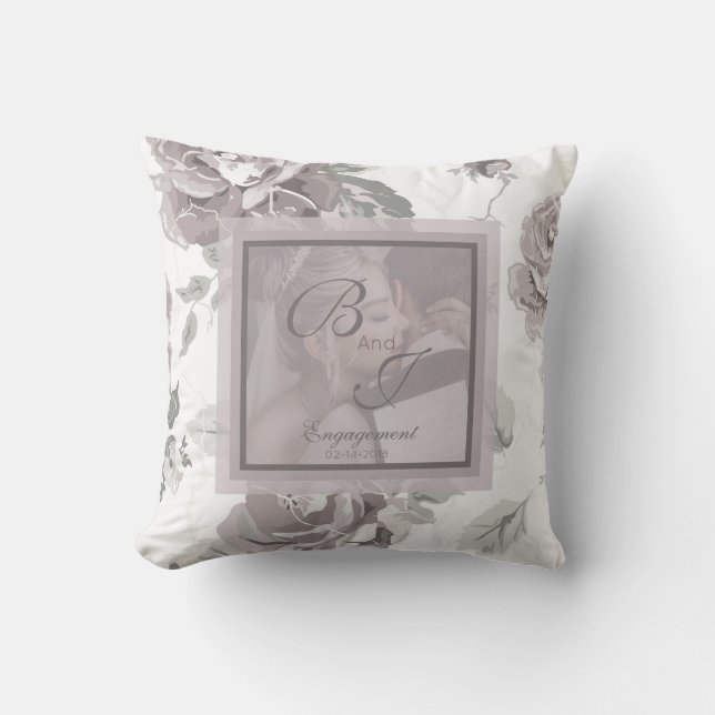 Dusty rose pink custom engagement photo keepsake  throw pillow (Front)