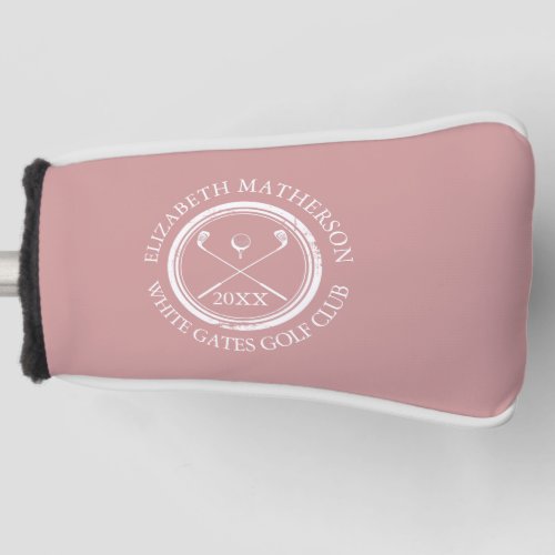 Dusty Rose Pink Custom Golfers And Club Date Golf Head Cover