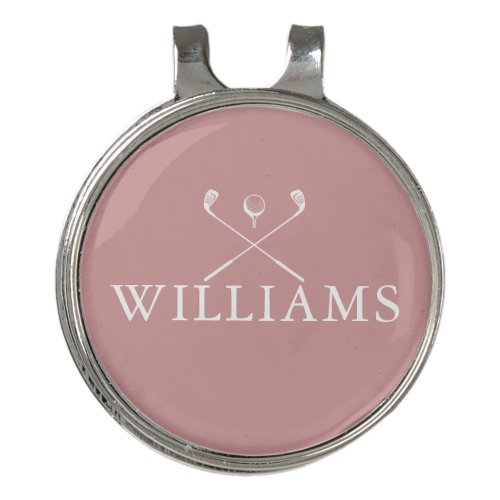 Dusty Rose Pink Custom Name Golf Clubs Golf Hat Clip