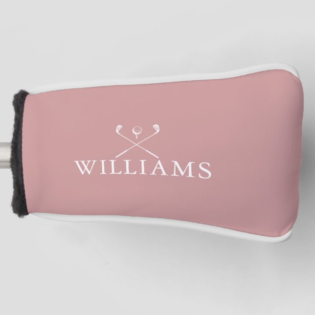 Dusty Rose Pink Custom Name Golf Clubs Golf Head Cover (Front)
