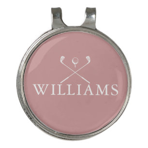Dusty Rose Pink Custom Name Golf Clubs Hat Clip