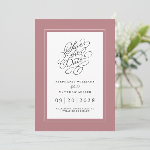 Dusty Rose Pink Elegant Wedding Engagement Chic Save The Date