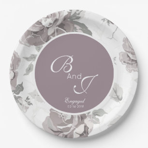Dusty rose pink engagement party paper pla plates