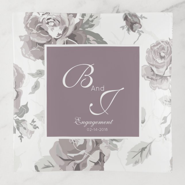 Dusty rose pink engagement trinket tray (Front)