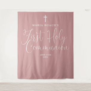 Dusty Rose Pink First Holy Communion Backdrop
