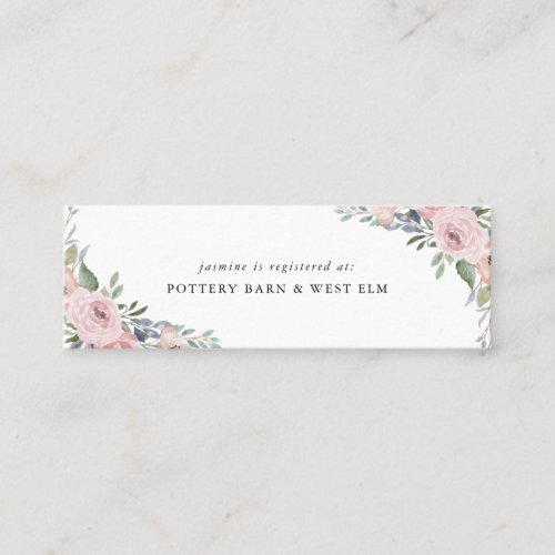 Dusty Rose Pink Floral Bridal Registry Insert Card