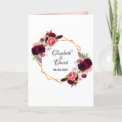 Dusty rose pink floral photo wedding thank you card