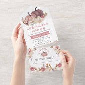 Dusty Rose Pink Floral Pumpkin Baby Shower All In One Invitation (Tearaway)
