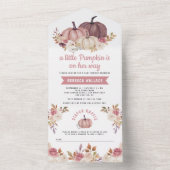 Dusty Rose Pink Floral Pumpkin Baby Shower All In One Invitation (Inside)