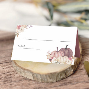 Dusty Rose Pink Floral Pumpkin Place Card