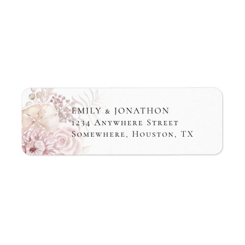 Dusty Rose Pink Floral Wedding Name Return Address Label