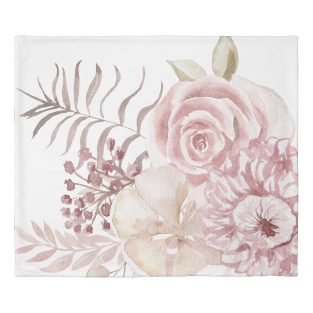 Dusty Rose Pink Florals  Duvet Cover (Front)