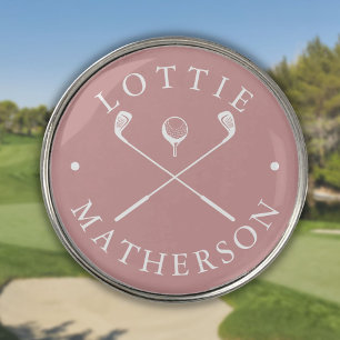 Dusty Rose Pink Golf Clubs Custom Name Ball Marker