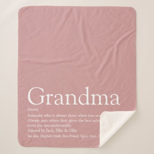 Dusty Rose Pink Grandma Definition Sherpa Blanket