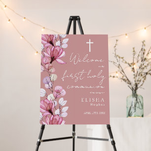Dusty Rose Pink Holy Communion Welcome Sign