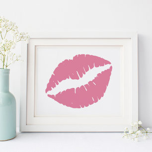 Dusty Rose Pink Lipstick Lips Poster