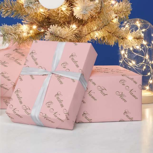 Dusty Rose, Pink-Mauve, Up To 5 Words Golden Text  Wrapping Paper (Holidays)